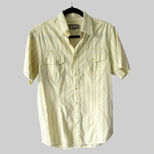 Funk & Jeans Striped Short Sleeve  Button Down Casual Shirt
